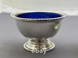 Two Vintage Sterling Silver Small Bowls With Cobalt Blue Glass Inserts 90g Jt99