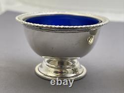 Two Vintage Sterling Silver Small Bowls With Cobalt Blue Glass Inserts 90g Jt99
