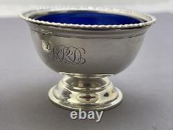 Two Vintage Sterling Silver Small Bowls With Cobalt Blue Glass Inserts 90g Jt99