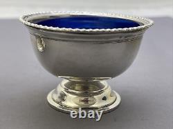 Two Vintage Sterling Silver Small Bowls With Cobalt Blue Glass Inserts 90g Jt99