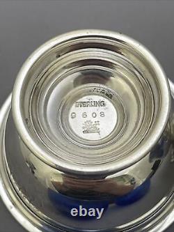 Two Vintage Sterling Silver Small Bowls With Cobalt Blue Glass Inserts 90g Jt99