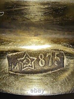 USSR Sterling Silver 875 Tea Glass holder 2 piece set 1963 Kubachi Podstakannik
