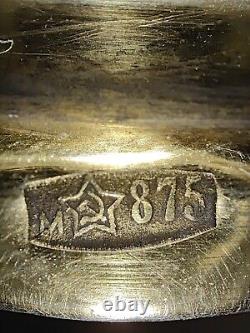 USSR Sterling Silver 875 Tea Glass holder 2 piece set 1963 Kubachi Podstakannik