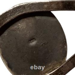 Uncommon Taxco Mexico Blue Fire Glass Sterling Silver Hand Stamped Bracelet