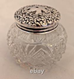 Unger Brother Sterling Silver & Glass Talcum Powder Vanity Jar ART NOUVEAU