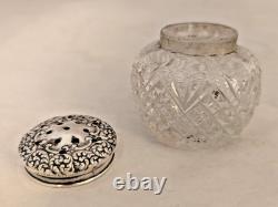 Unger Brother Sterling Silver & Glass Talcum Powder Vanity Jar ART NOUVEAU