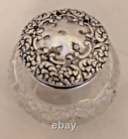 Unger Brother Sterling Silver & Glass Talcum Powder Vanity Jar ART NOUVEAU