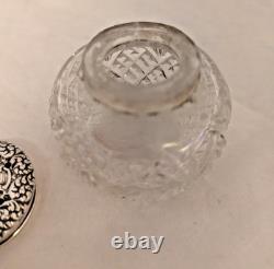 Unger Brother Sterling Silver & Glass Talcum Powder Vanity Jar ART NOUVEAU