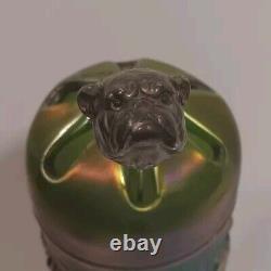 Unger Brothers Bulldog Hatpin Ruby Glass Eyes Sterling Silver Hat Pin Antique