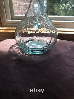 Unique Shape Vintage Glass Decanter Sterling Silver 925 Grape on Vines Stopper