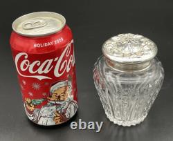 Unusual Wallace Irian Pattern Sterling Silver Topped Cut Glass Tea Caddy Jar