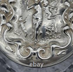 Unusual Wallace Irian Pattern Sterling Silver Topped Cut Glass Tea Caddy Jar