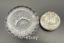 Unusual Wallace Irian Pattern Sterling Silver Topped Cut Glass Tea Caddy Jar