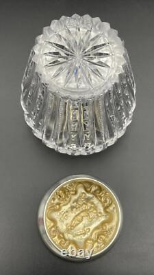 Unusual Wallace Irian Pattern Sterling Silver Topped Cut Glass Tea Caddy Jar