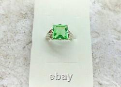 Uranium Glass Square 925 Sterling Silver Ring Size 7