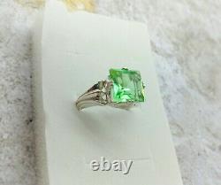 Uranium Glass Square 925 Sterling Silver Ring Size 7