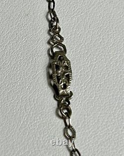 Uranium Vaseline Glass Stone Sterling Silver Dainty Necklace 16 Inches Long
