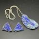 Uri Ramot 950 Silver & Roman Glass Necklace Earrings Set Blue Morpho Butterfly
