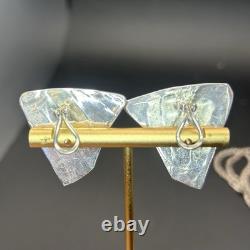 Uri Ramot 950 Silver & Roman Glass Necklace Earrings Set Blue Morpho Butterfly