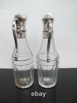VICTORIAN Edward WILLIAM HUTTON Sterling Silver Glass Oil & Vinegar CRUET Set