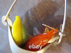 VINTAGE LINDA HESH STERLING SILVER Glass Fruit Hanging EARRINGS Rare Estate Find