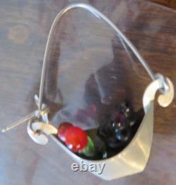 VINTAGE LINDA HESH STERLING SILVER Glass Fruit Hanging EARRINGS Rare Estate Find