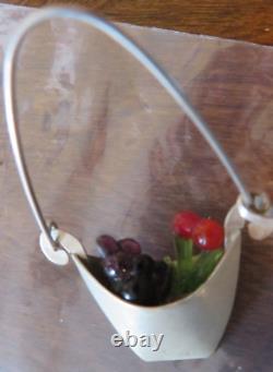 VINTAGE LINDA HESH STERLING SILVER Glass Fruit Hanging EARRINGS Rare Estate Find