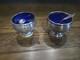 Vintage Pair Sterling Silver Salt Cellar Withcobalt Blue Glass Insert
