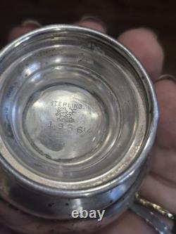 VINTAGE PAIR STERLING SILVER SALT CELLAR withCOBALT BLUE GLASS INSERT