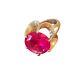 Vintage Ring Size 6 1/2 Large Fuchsia Glass Stone Sterling Silver. Gorgeous