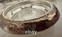VINTAGE SET 8 COASTERS STERLING SILVER withGLASS FRANK M. WHITING & CO