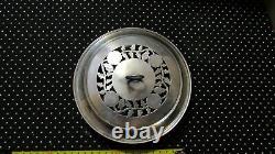 VINTAGE STERLING SILVER Art CUT OUT Covered CANDY NUT Dish ENGRAVED GLASS BOTTOM