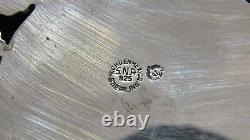 VINTAGE STERLING SILVER Art CUT OUT Covered CANDY NUT Dish ENGRAVED GLASS BOTTOM