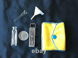VINTAGE STERLING SILVER PERFUME FLASK with GLASS INSERT AND STOPPER, by WELLS INC