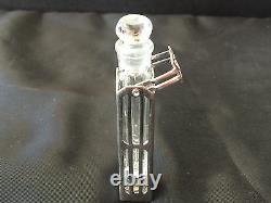 VINTAGE STERLING SILVER PERFUME FLASK with GLASS INSERT AND STOPPER, by WELLS INC