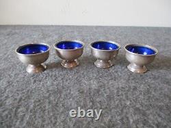 VINTAGE STERLING SILVER SALT CELLAR by FTG withCOBALT BLUE GLASS INSERT #1807-140g