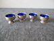 Vintage Sterling Silver Salt Cellar By Ftg Withcobalt Blue Glass Insert #1807-140g