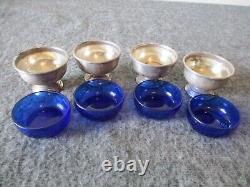 VINTAGE STERLING SILVER SALT CELLAR by FTG withCOBALT BLUE GLASS INSERT #1807-140g