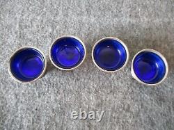 VINTAGE STERLING SILVER SALT CELLAR by FTG withCOBALT BLUE GLASS INSERT #1807-140g