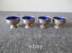 VINTAGE STERLING SILVER SALT CELLAR by FTG withCOBALT BLUE GLASS INSERT #1807-140g