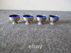 VINTAGE STERLING SILVER SALT CELLAR by FTG withCOBALT BLUE GLASS INSERT #1807-140g