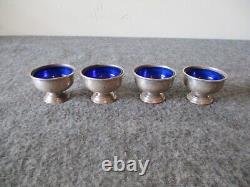 VINTAGE STERLING SILVER SALT CELLAR by FTG withCOBALT BLUE GLASS INSERT #1807-140g