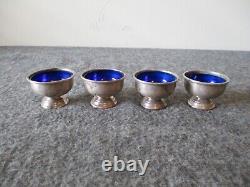 VINTAGE STERLING SILVER SALT CELLAR by FTG withCOBALT BLUE GLASS INSERT #1807-140g