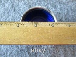 VINTAGE STERLING SILVER SALT CELLAR by FTG withCOBALT BLUE GLASS INSERT #1807-140g