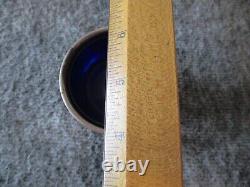 VINTAGE STERLING SILVER SALT CELLAR by FTG withCOBALT BLUE GLASS INSERT #1807-140g