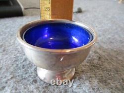 VINTAGE STERLING SILVER SALT CELLAR by FTG withCOBALT BLUE GLASS INSERT #1807-140g