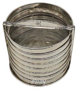 VINTAGE Sterling Silver / Glass Set of 8 Coasters with Stand