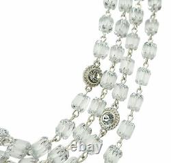 VSA Magdalena Statement Necklace in Silver and 8mm Cathedral Matte Silver Beads
