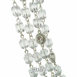 VSA Magdalena Statement Necklace in Silver and 8mm Cathedral Matte Silver Beads