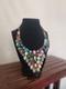 Vtg 925 Sterling Silver Multicolor Glass & Natural Stone Bib Statement Necklace